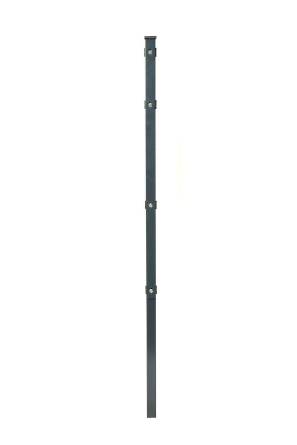 Pfosten mit Flacheisen-Abdeckleisten RAL 6005 moosgrün für Zaunhöhe 0,80 m - 400er Bohrbild